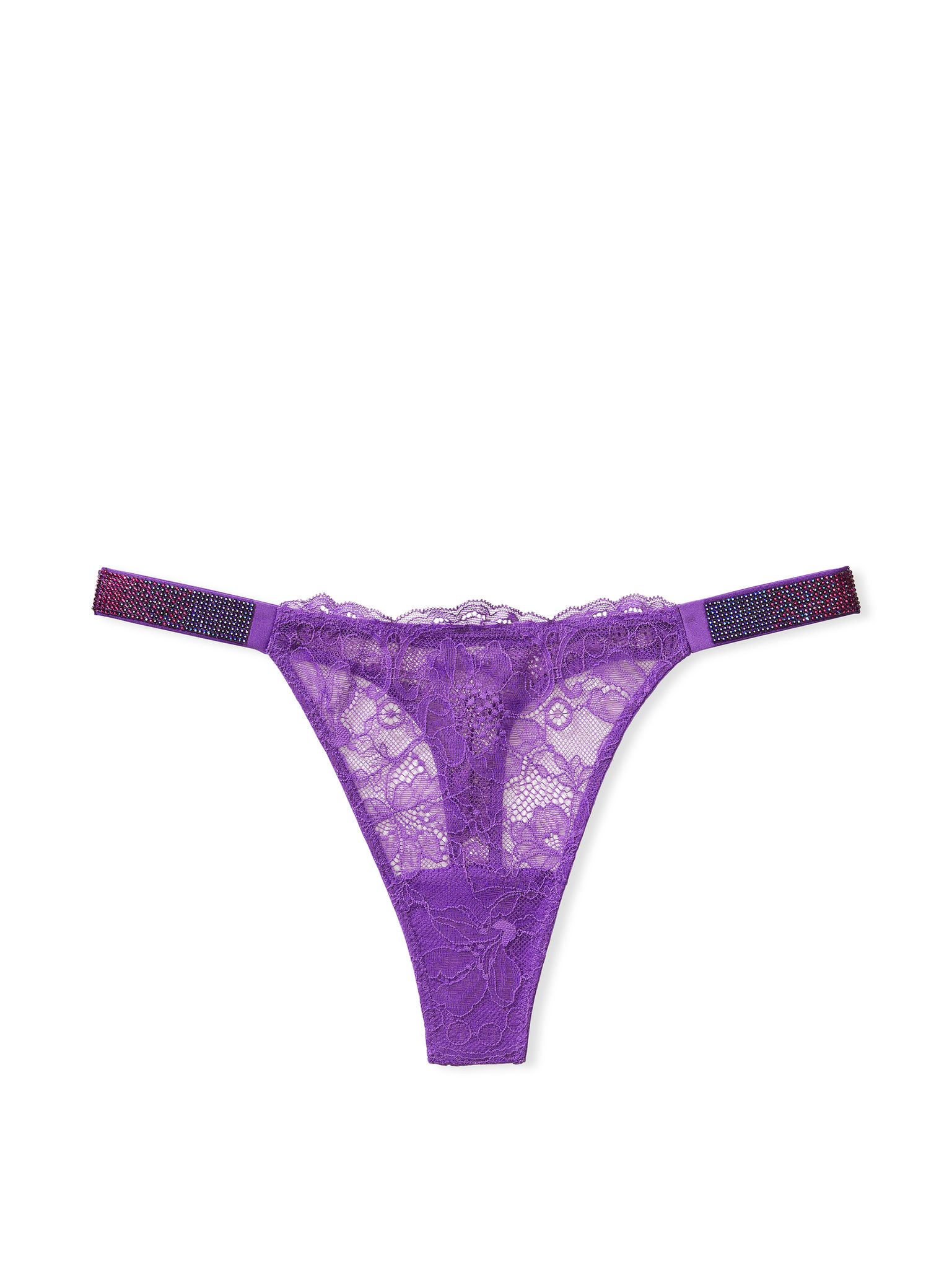 Tanga De Encaje Con Tiras Brillantes, Violetta, large