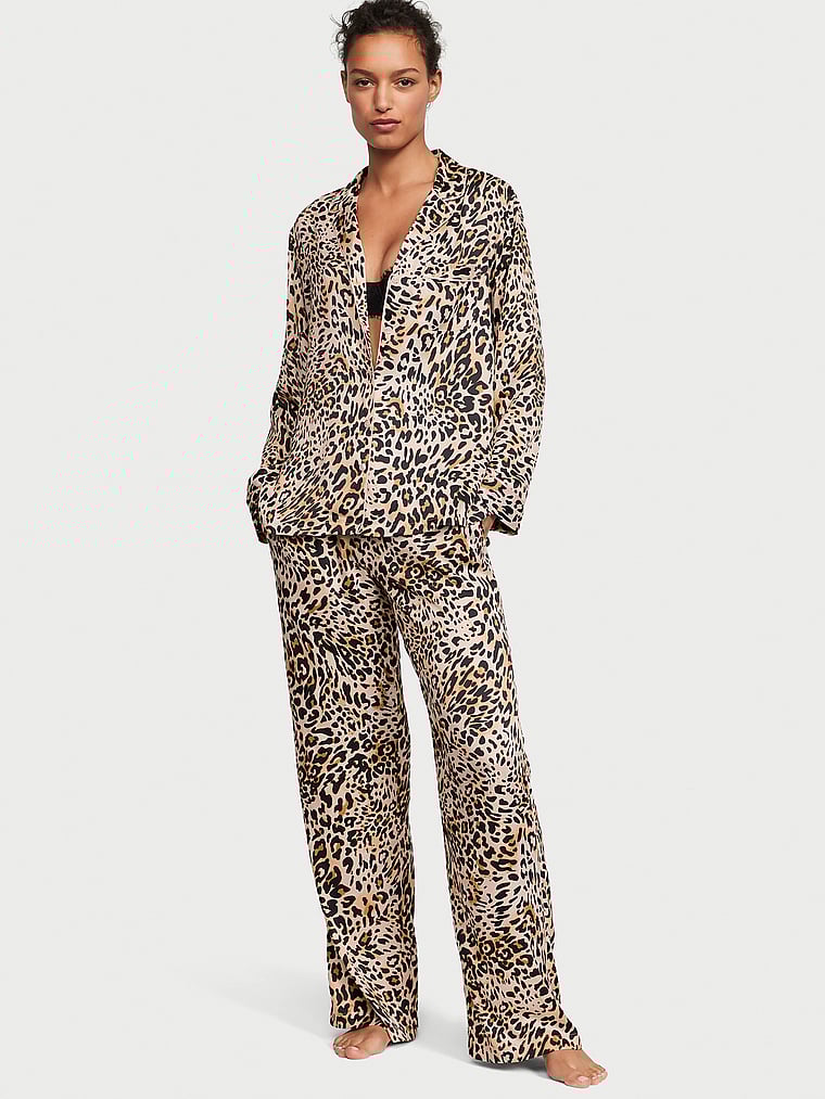 Pijama Largo De Satén, Wavy Leopard, large
