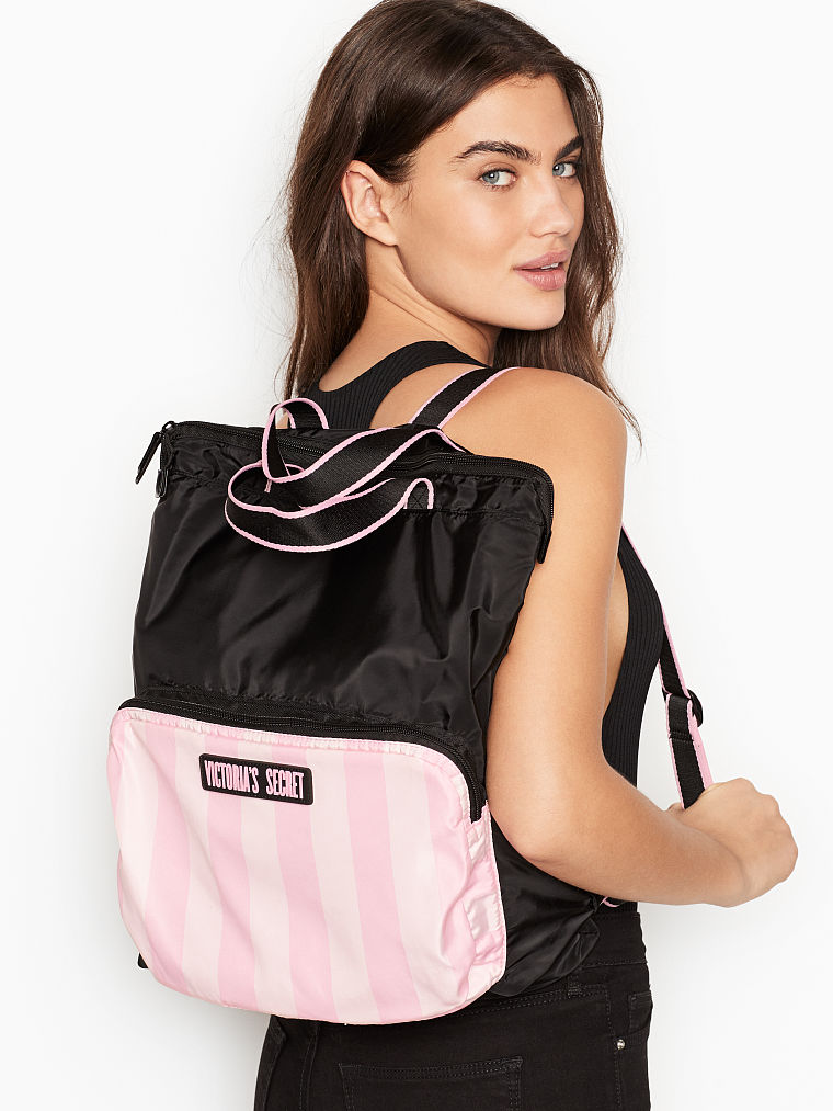 Mochila Plegable Con Diseño De Rayas Insignia, Signature Stripe, large
