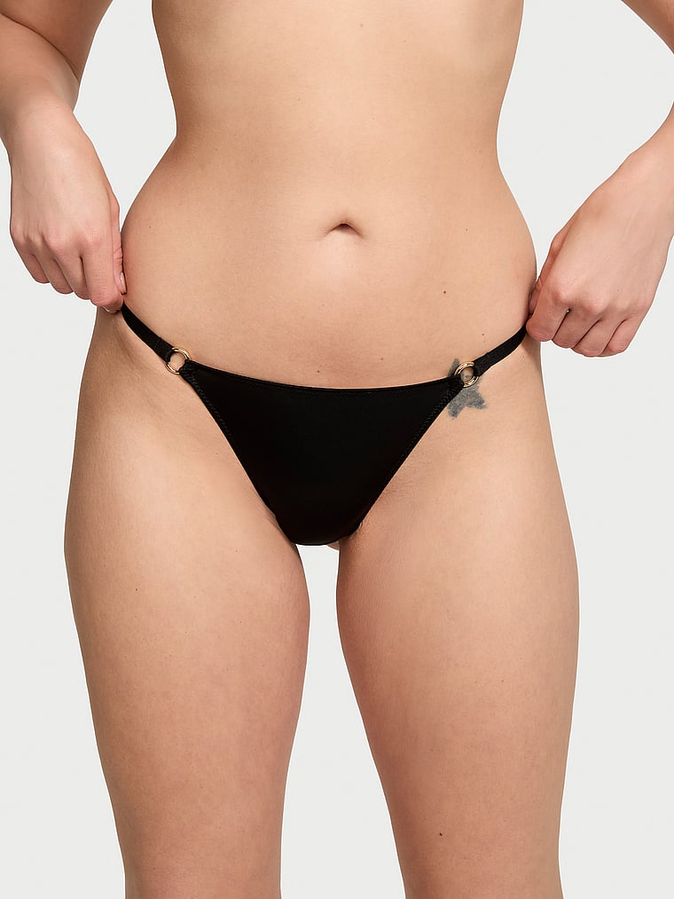 Tanga De V Con Anillo Metálico, Black, large