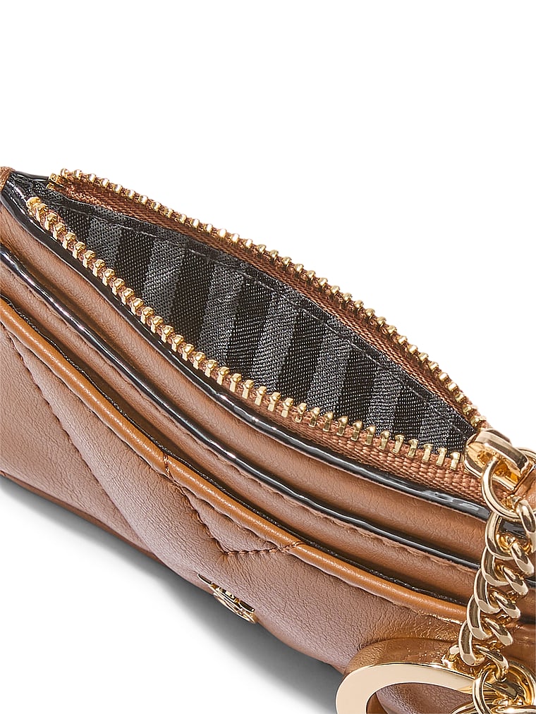 Card Holder Keychain, Brown, large