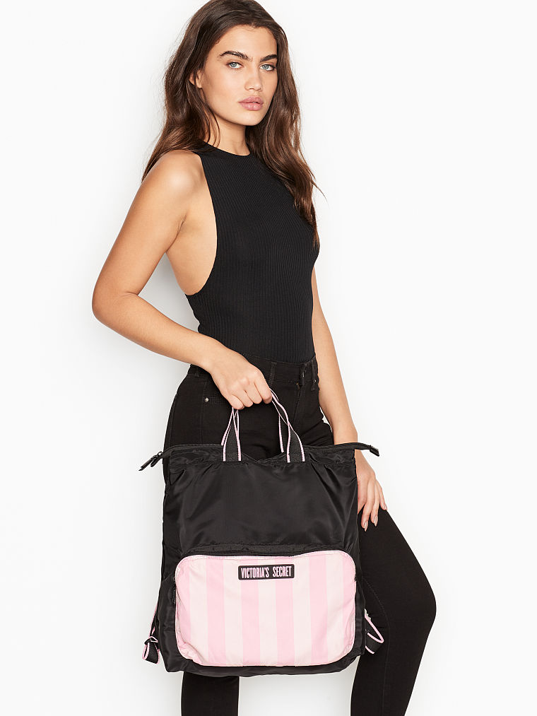 Mochila Plegable Con Diseño De Rayas Insignia, Signature Stripe, large