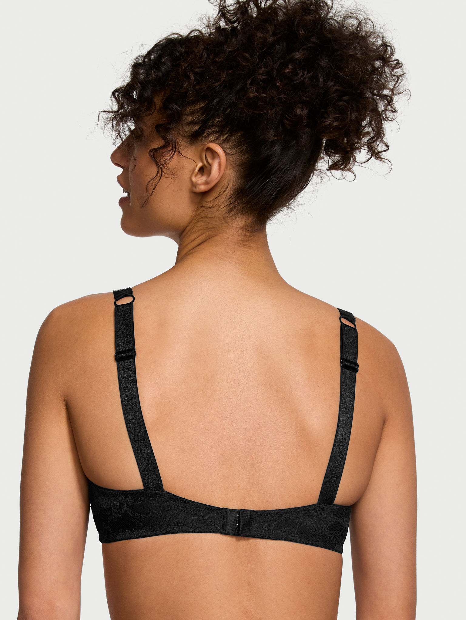 Bralette De Encaje Con Escote Redondo Y Tirantes Brillantes, BLACK093 54A2, large