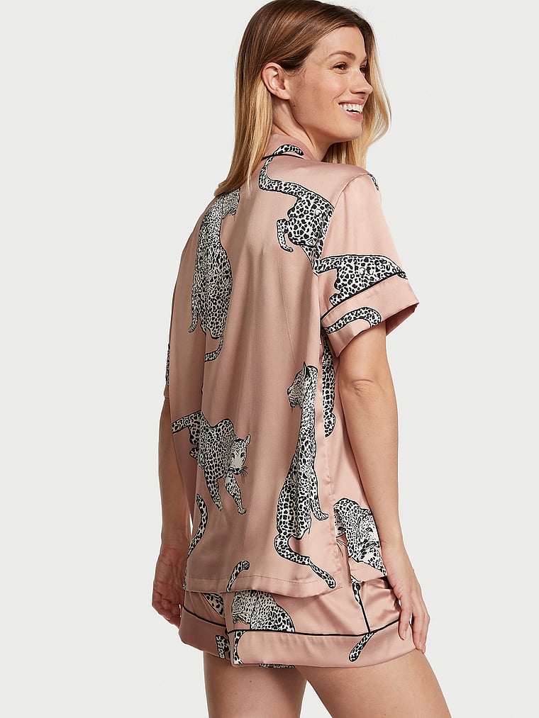 Pijama Corto De Satén, Evening Blush Leopards, large
