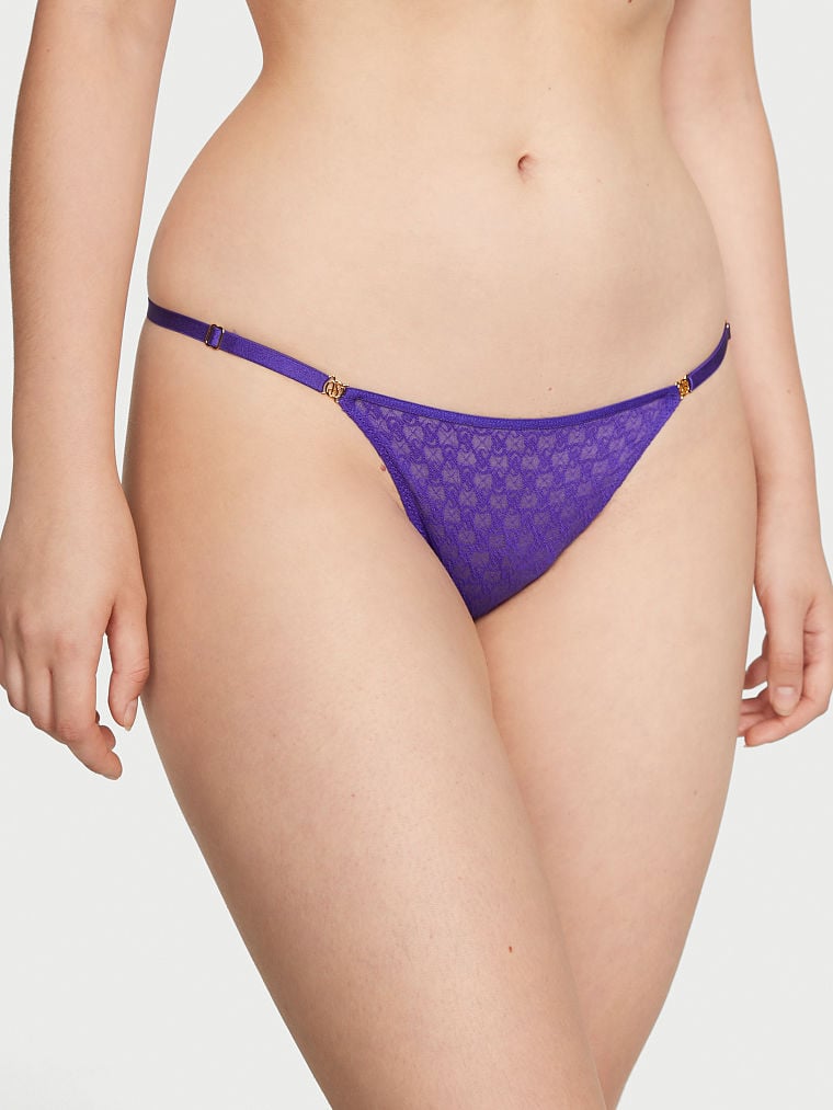 Tanga De Encaje Con Tiras Ajustables Icon By Victoria's Secret, Purple Shock, large