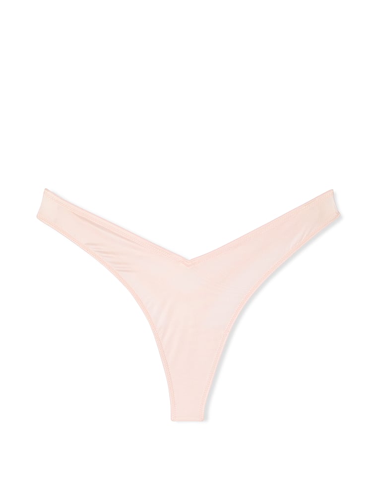 Smooth Strappy-back High-leg Thong Panty, Angel Pink, large