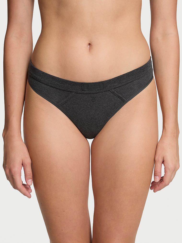 Tanga De Algodón Con Parche Con Logo, Charcoal Grey, large