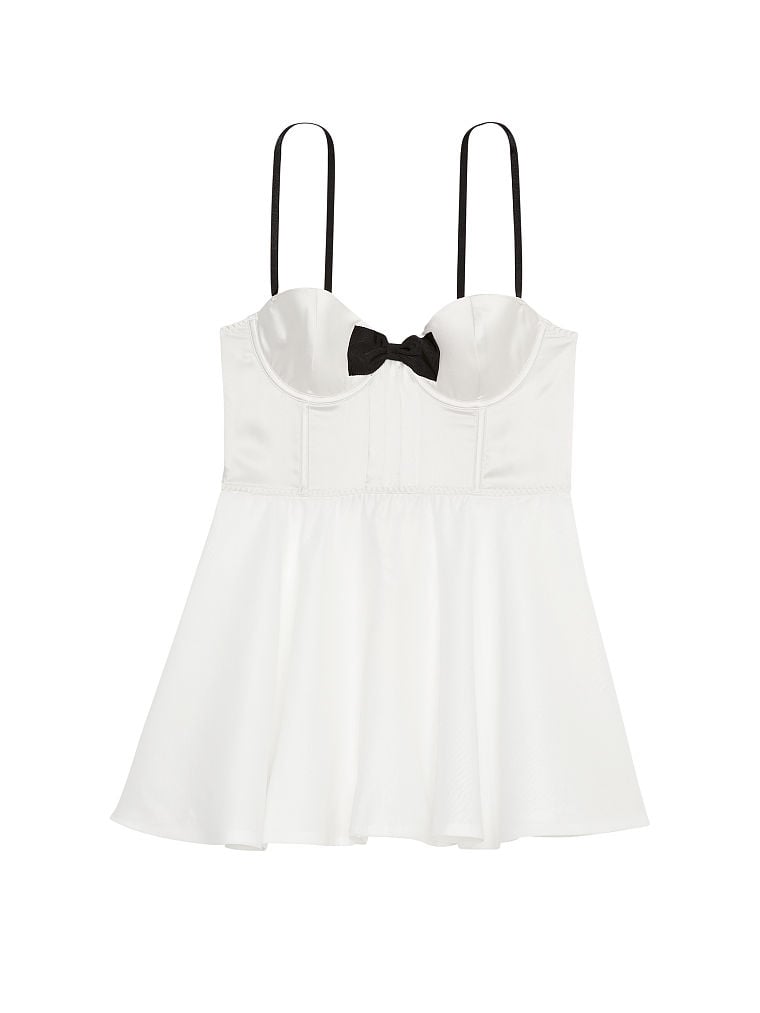 Vestido Estilo Camisón Con Bustier Y Adorno De Lazo, Coconut White, large