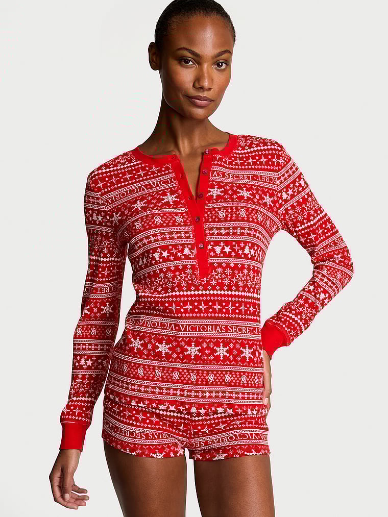 Pijama Corto Térmico, LIPSTICK FAIR ISLE, large