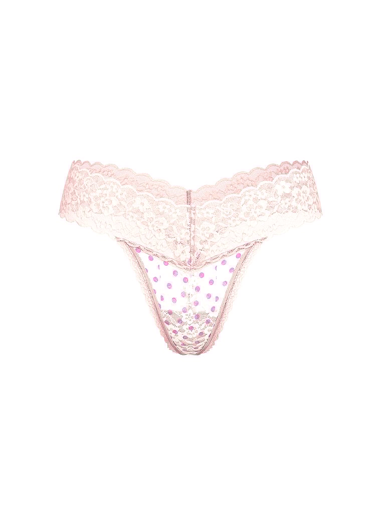 Lace Thong Panty, Purest Pink Dots, large