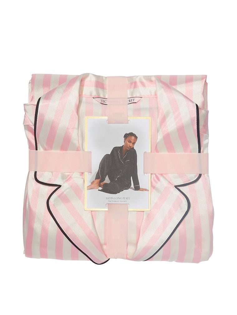 Pijama De Satén Con Pantalón Largo, Pink Iconic Stripe, large