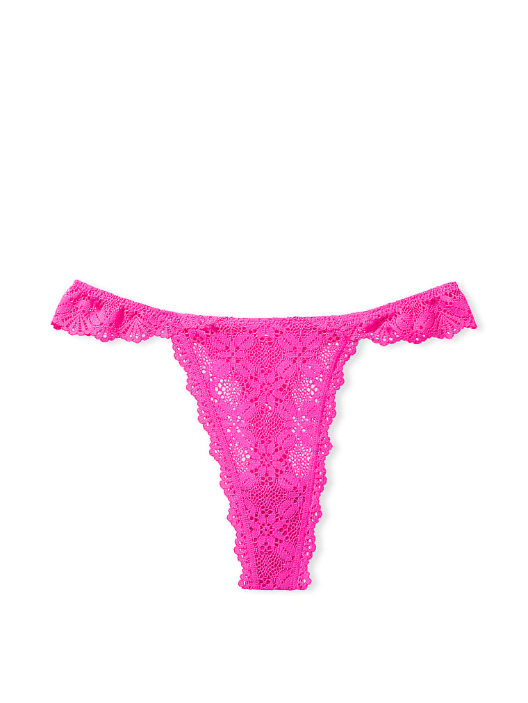 Tanga De Encaje, Neon Pink, large