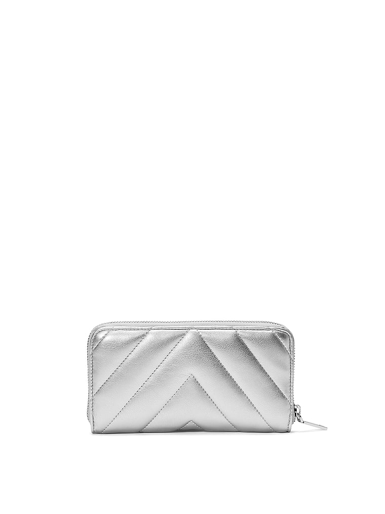 Cartera Grande Con Cremallera, Silver, large