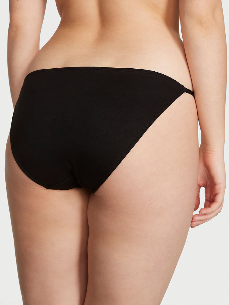 Tanga Con Ribetes De Encaje, Black, large