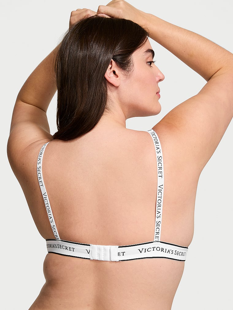 Bralette Escotado De Algodón Sin Aros, Black, large