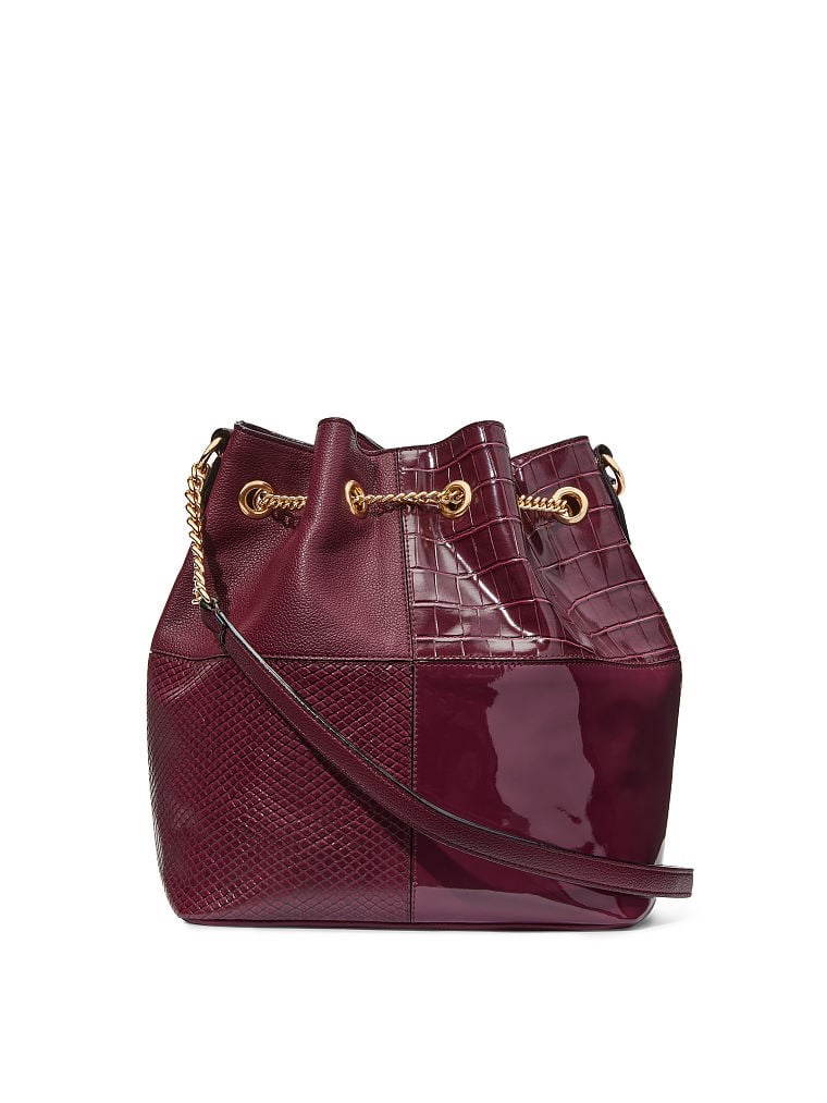 Bolso Bucket Victoria, Bordeaux Patchwork, large