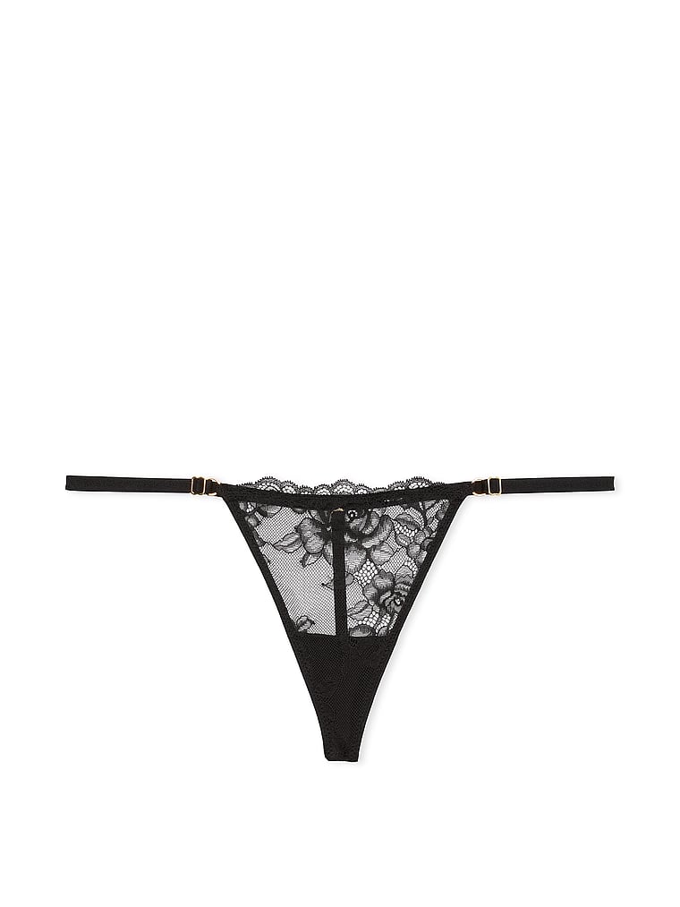 Tanga De V Ajustable Con Encaje, Black, large