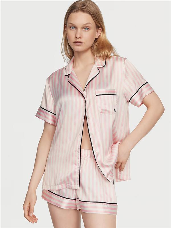 Pijama Corto De Satén, Iconic Stripe, large