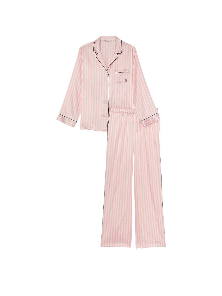 Pijama De Satén Con Pantalón Largo, Pink Iconic Stripe, large