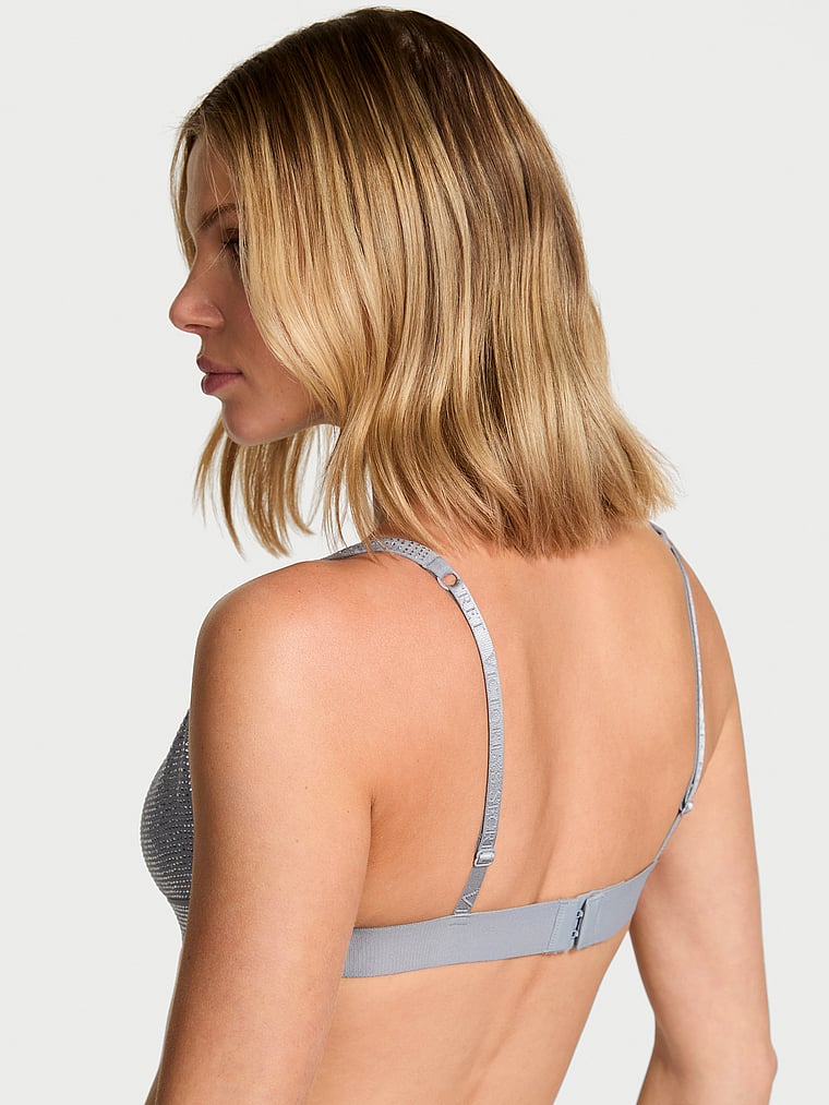 Shine Cotton Wireless Plunge Bralette, Darling Grey, large