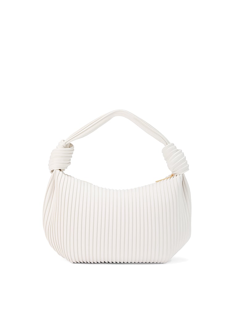 Knotted Top Handle Bag, Coconut White, large