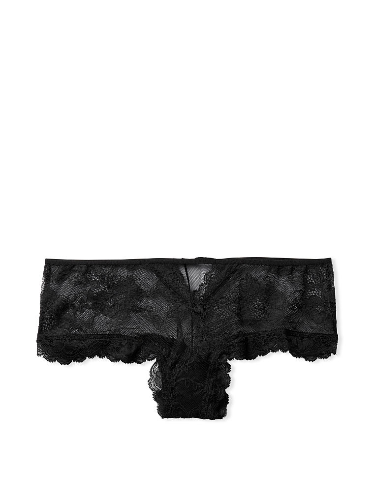 Culotte De Malla Transparente Y Encaje Con Aberturas, Black, large