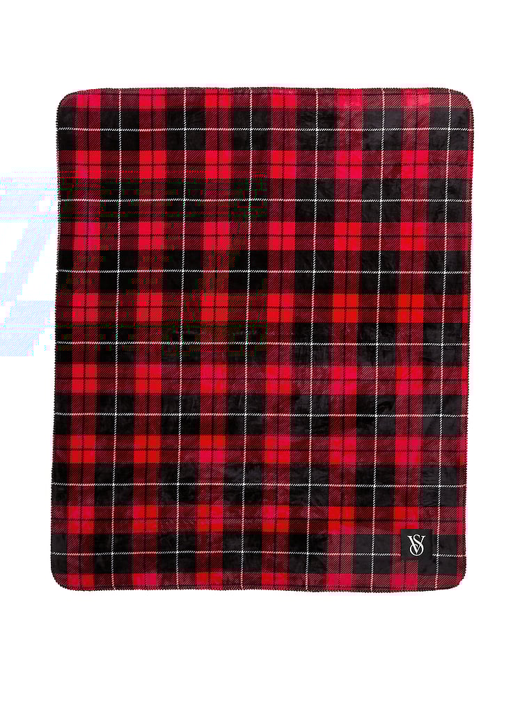 Manta De Felpa, Black Large Plaid, large