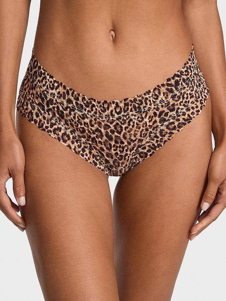 Lace Cheeky Panty, Natural Leopard, large