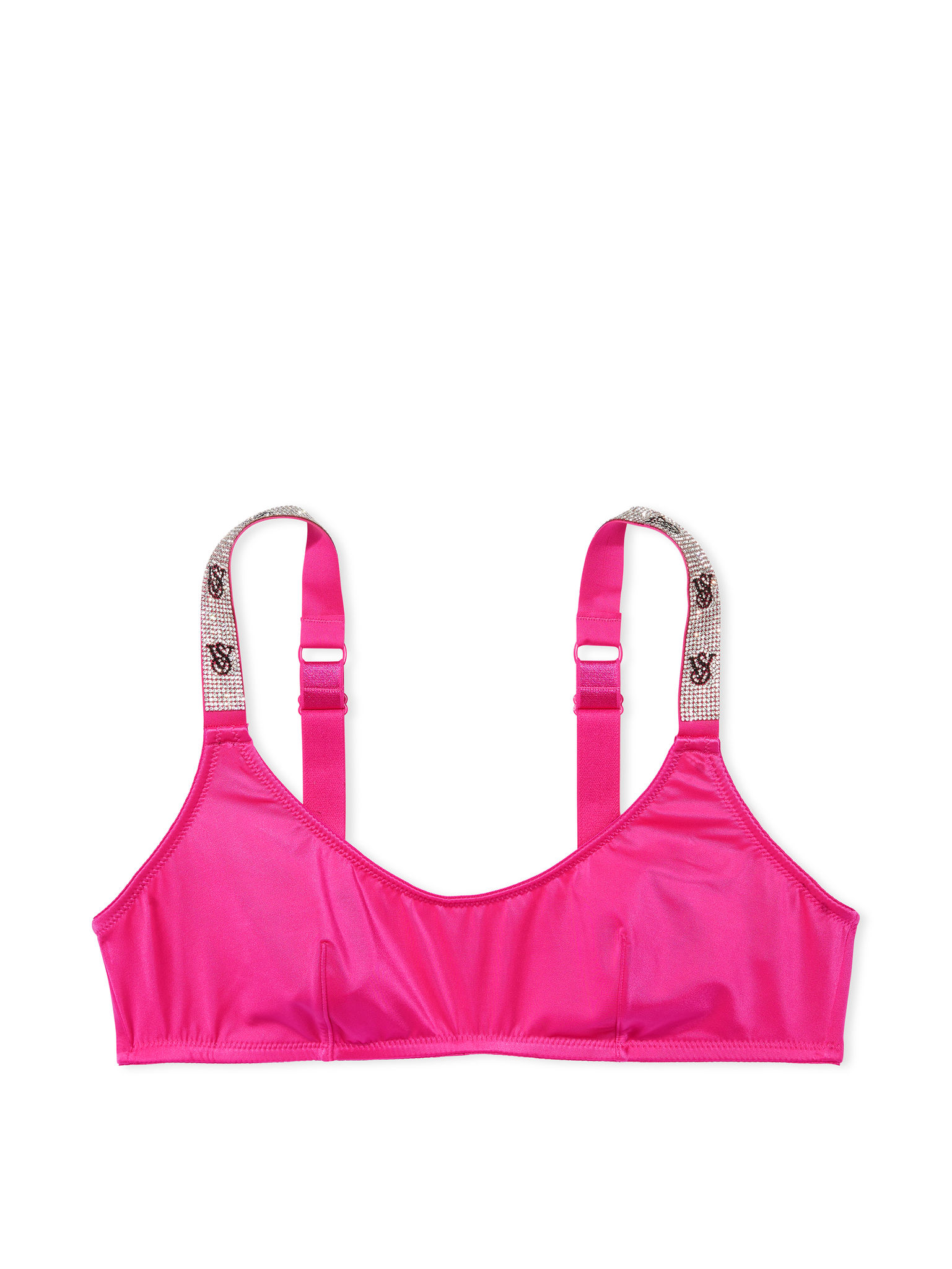 Bralette Con Escote Redondo Y Tirantes Brillantes, Hot Pink, large