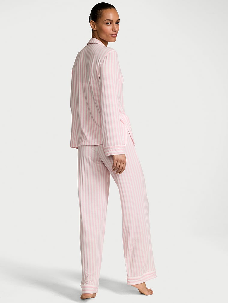 Modal Soft Long Pajama Set, Pretty Blossom Iconic Stripe, large