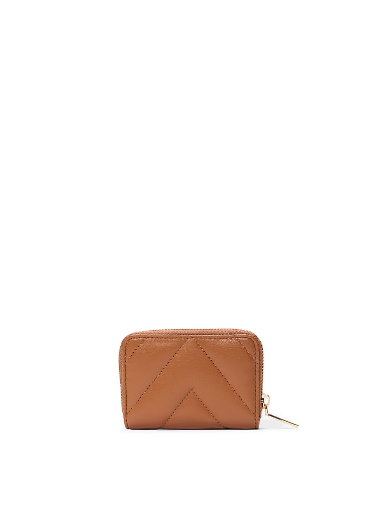 Small Wallet With Zip, Brown, large