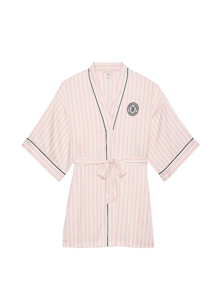 Bata Corta Satinada Con Ribete, Pink Iconic Stripe, large