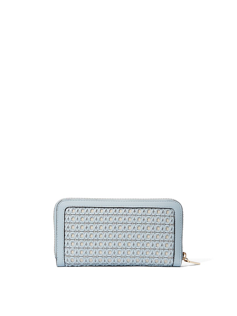 Cartera Grande Con Cremallera, Blue Woven, large