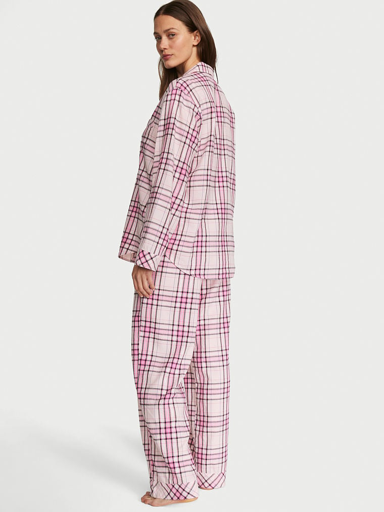 Pijama De Franela Con Pantalón Largo, Pink Plaid, large