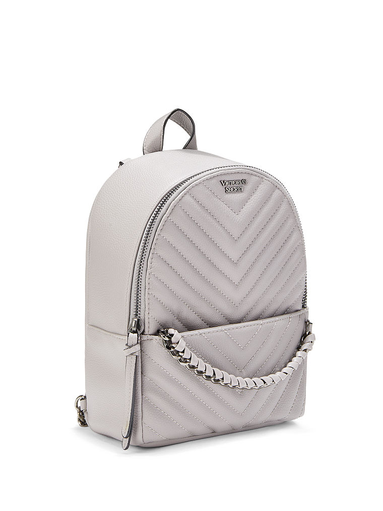 Mochila Urbana Pequeña Con Guateado En V Granulado, Grey, large