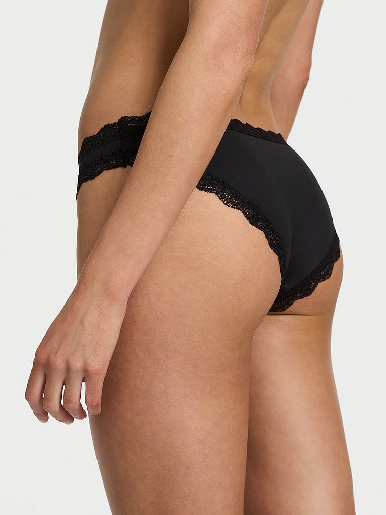 Lace-trim Bikini Panty, Black, large