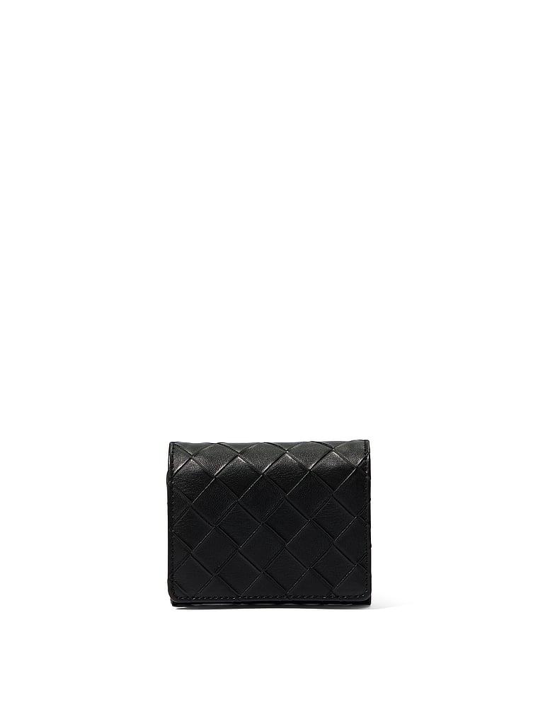 Small Flap Wallet, Black Woven, large