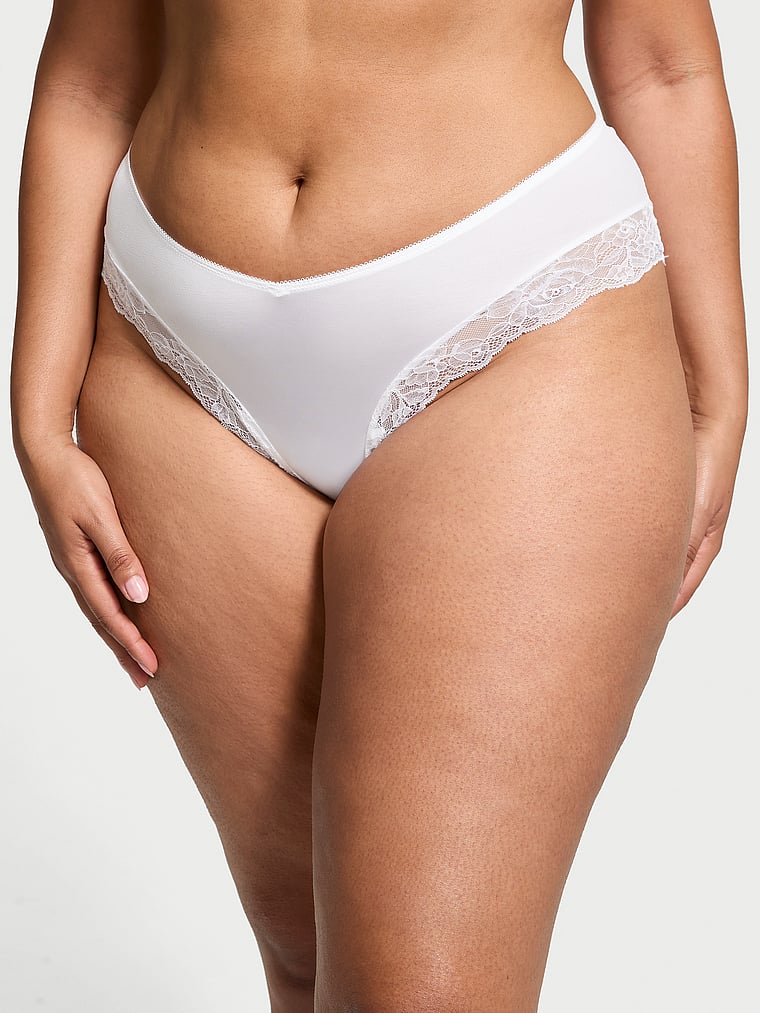 Braguitas Culottes De Pernera Alta Con Ribete De Encaje De Rosas, Vs White, large