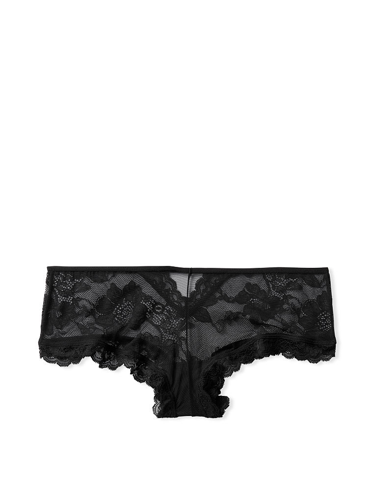 Culotte De Malla Transparente Y Encaje Con Aberturas, Black, large
