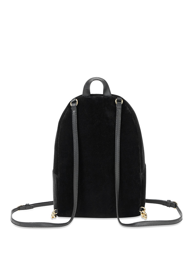 Mochila Urbana Pequeña De Terciopelo Con Tachuelas, Black, large