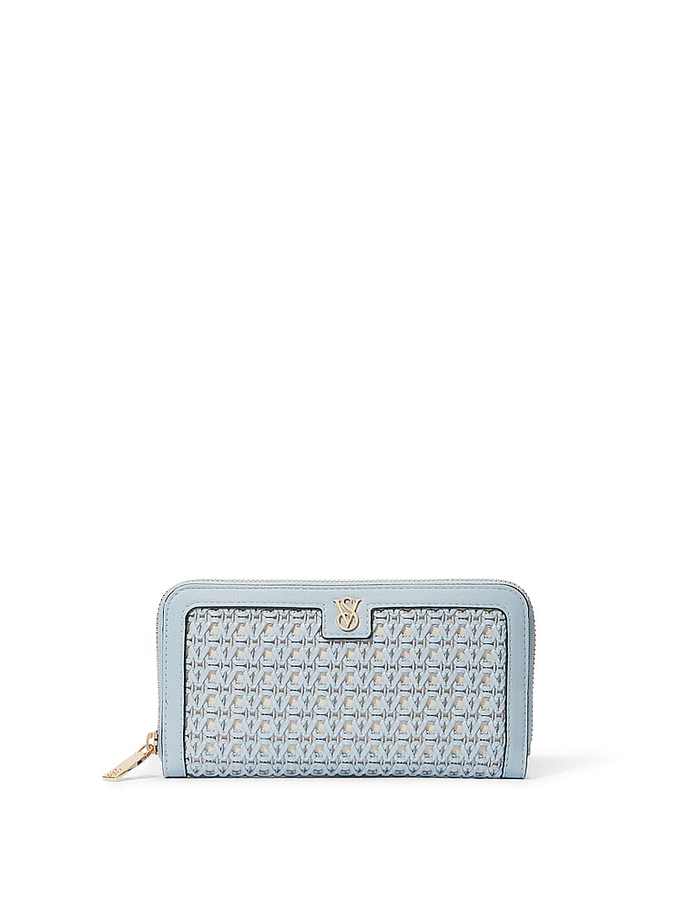 Cartera Grande Con Cremallera, Blue Woven, large