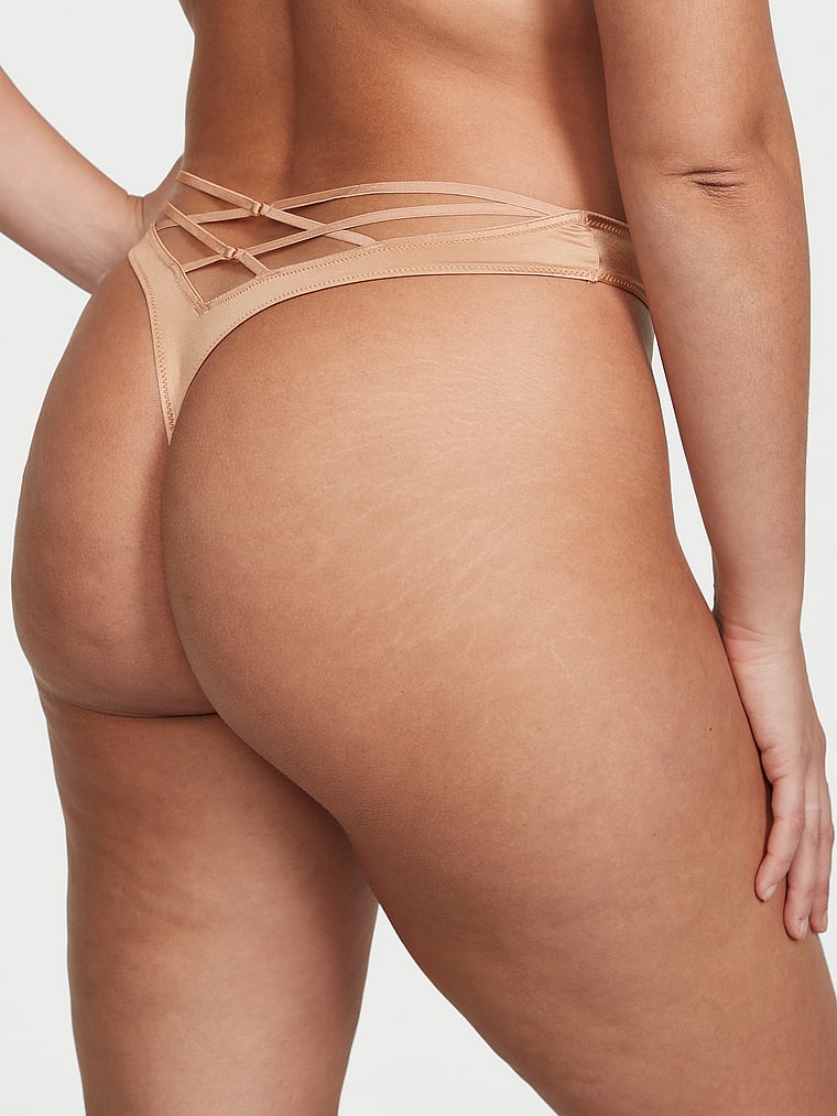 Tanga De Pernera Alta Con Tiras Posteriores, Praline, large