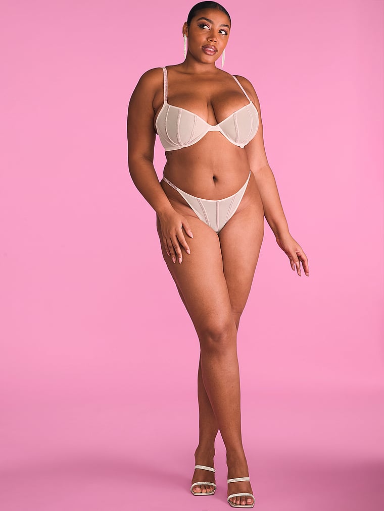 Tanga Transparente Y Brillante, Angel Pink, large