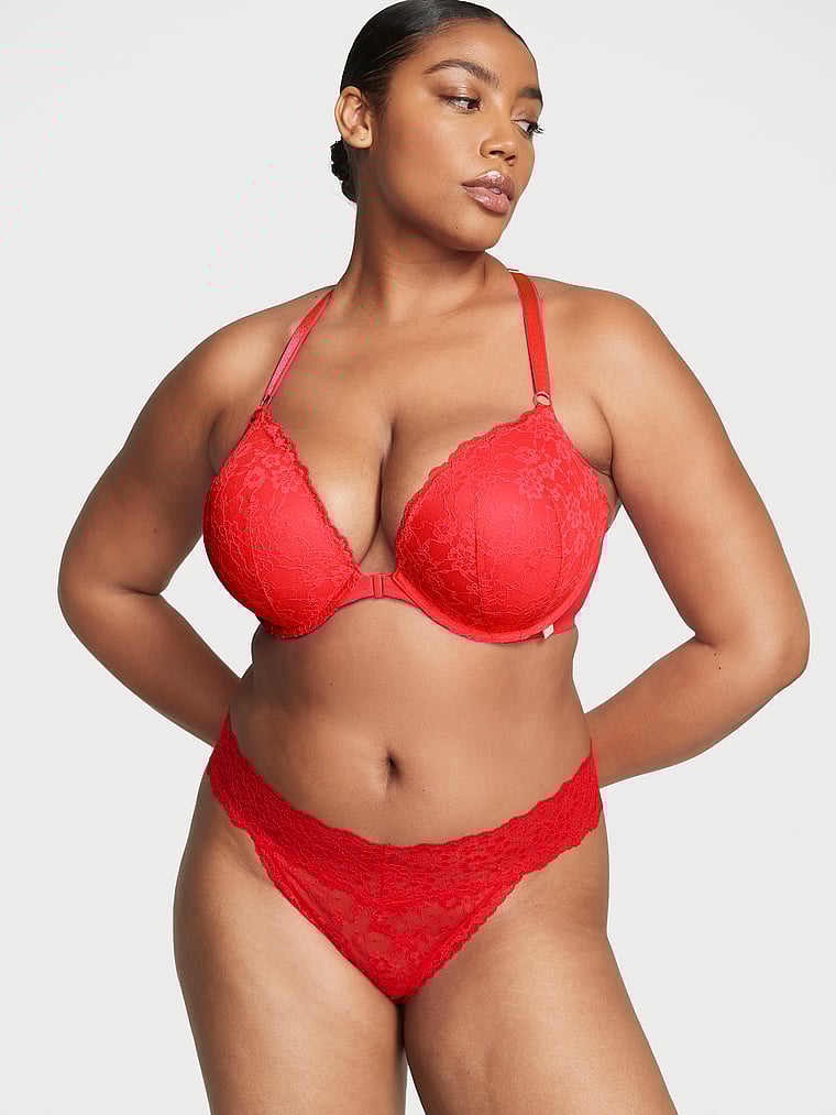 Braguita Brasileña Con Bordado Floral Boho, Lipstick Red, large