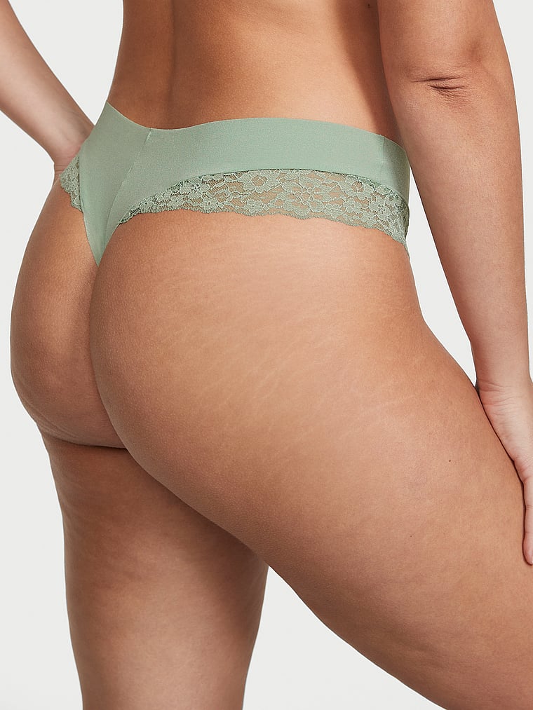 Tanga Con Ribete De Encaje Invisible, Green, large