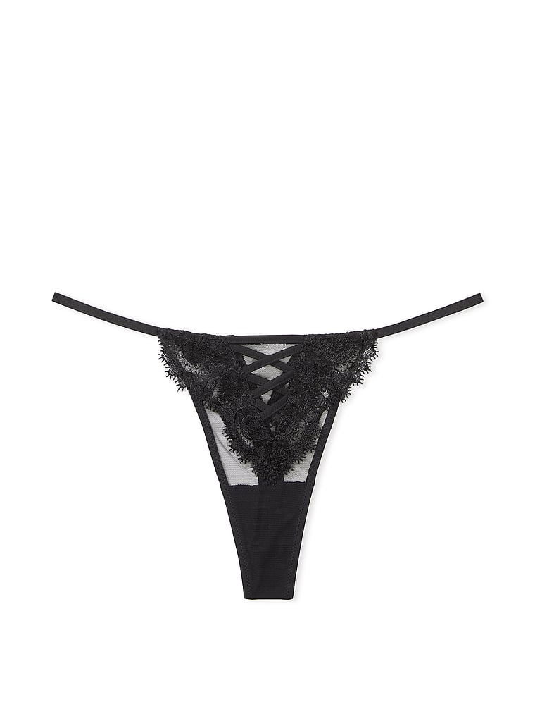 Tanga Con Bordado Floral Boho, Black, large
