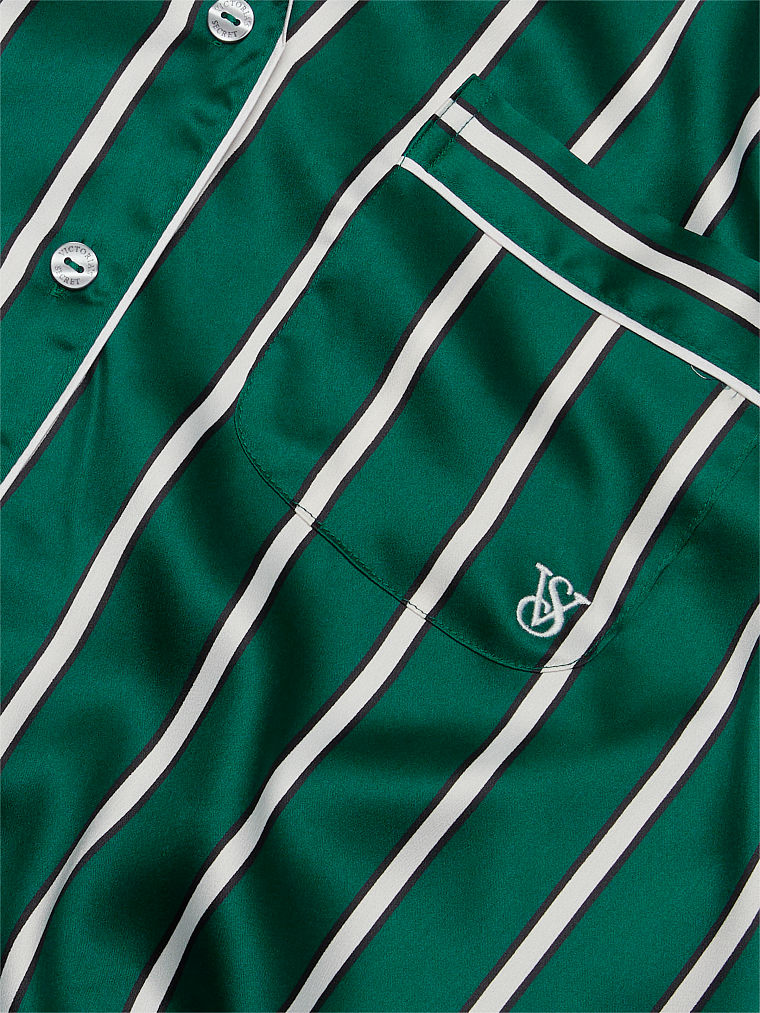 Pijama De Satén Con Pantalón Largo, Deepest Green Stripe, large