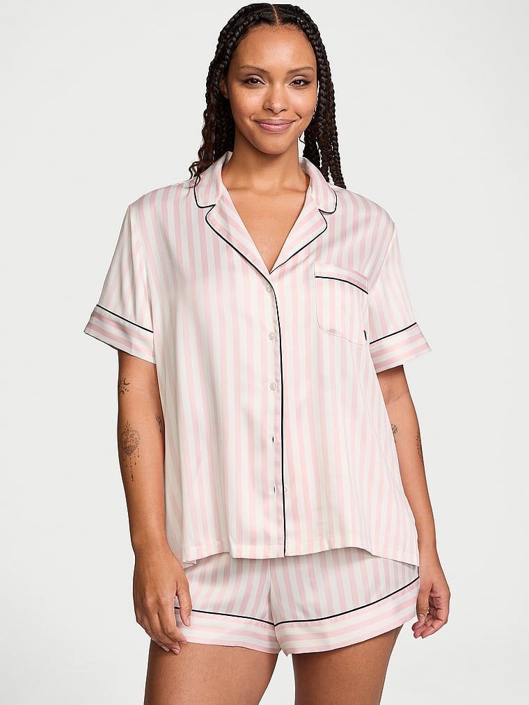 Pijama Corto De Satén, Iconic Stripe, large