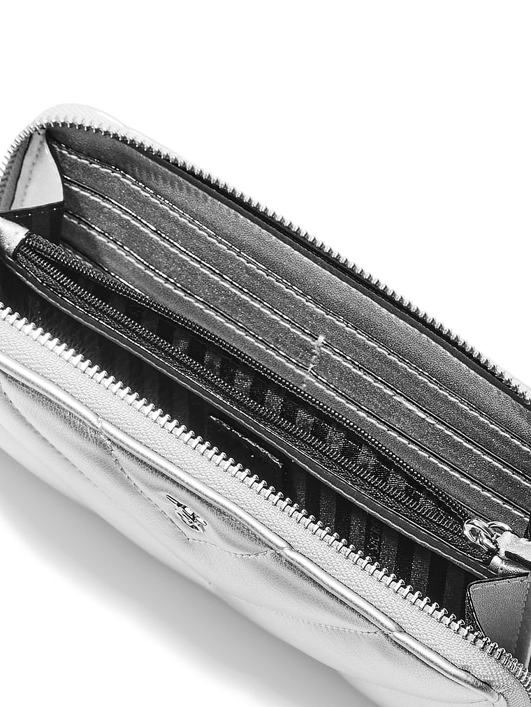 Cartera Grande Con Cremallera, Silver, large