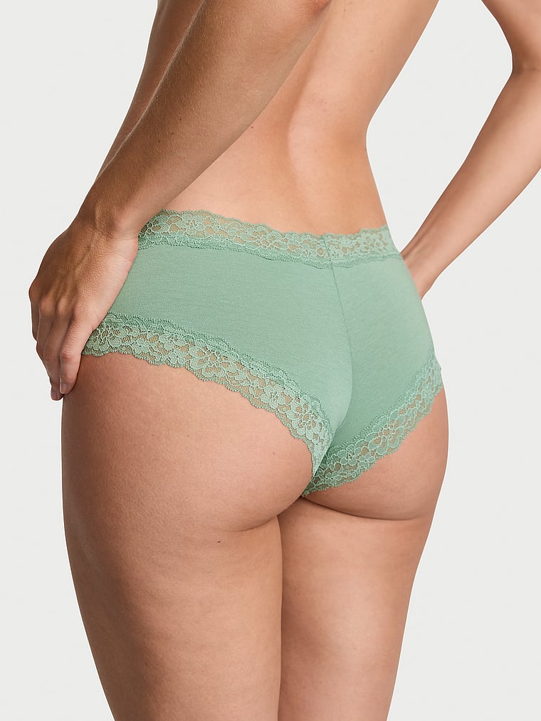 Braguitas Culottes De Algodón Con Cintura De Encaje, Seasalt Green, large